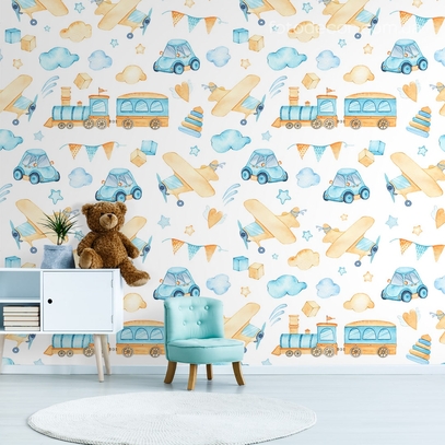 Фотообои для стен Самолетики и паровозики от студии интерьерного декора Fotodecor