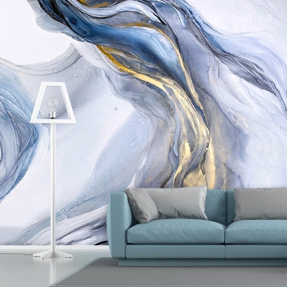 Фотообои для стен Синие акварельные волны от студии интерьерного декора Fotodecor